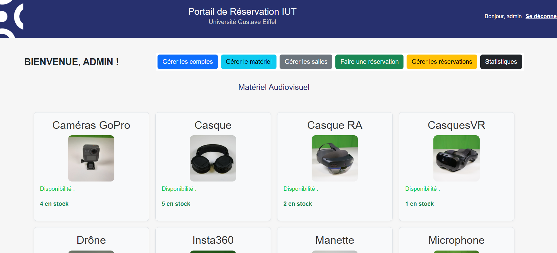 Site web de gestion de matériel